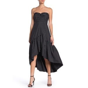 Eliza J Black and White Polka Dot Strapless Dress
